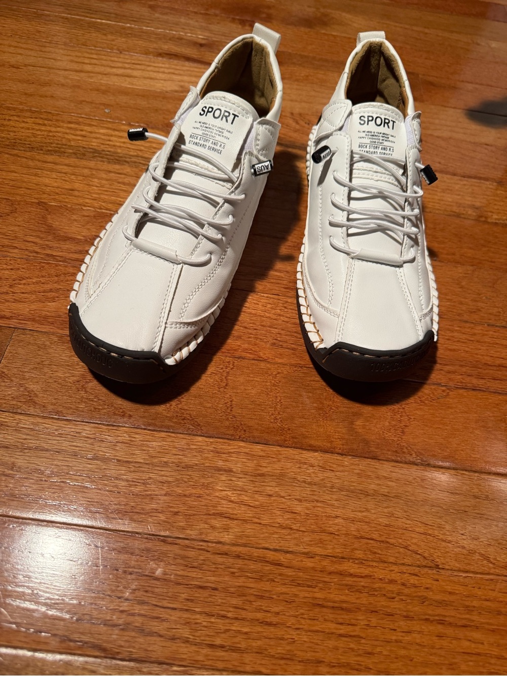 Sport women's white Lace-Up Casual Sneakers with Black Toe